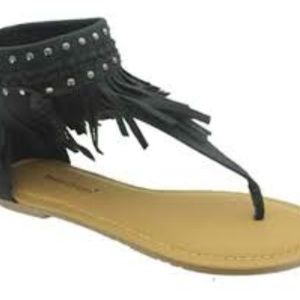 Pierre Dumas Black Fringe NEW Lily-33 Sandal 9